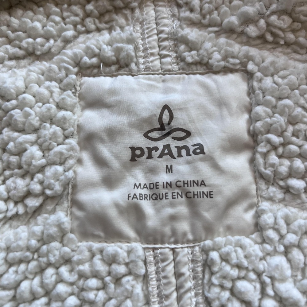 PrAna Diva Sherpa Fleece Jacket Womens M White Full Zip Rib Knit Outdoor - Picture 9 of 16